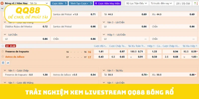 Trải nghiệm xem livestream QQ88 bóng rổ